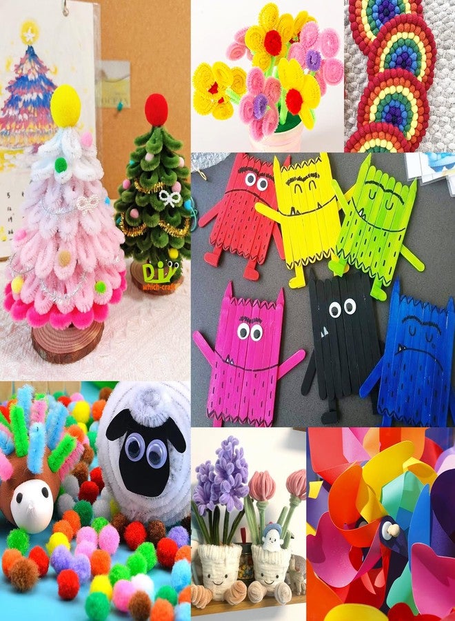 FUNZBO Arts and Crafts Supplies for Kids - Craft Kit with Glitter Glue Stick, Pipe Cleaners Pom Poms Craft Tools, DIY School Supplies Kit, Girls Toys, Birathday Gifts for Girls Boys Age 4+ - Image 5